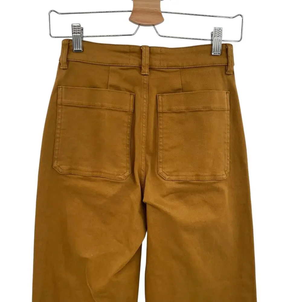Everlane The Straight Leg Crop Pants Cotton Golden Brown Yellow Size 00‎